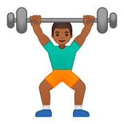 🏋🏾‍♂️ Emoji Homem Levantando Peso: Pele Morena Escura na Google Android 8.0.