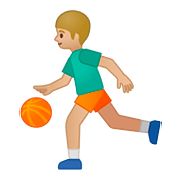 ⛹🏼‍♂️ Emoji Hombre Botando Un Balón: Tono De Piel Claro Medio en Google Android 8.0.