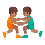 🤼🏽‍♂️ Emoji ringende Männer, mittlere Hautfarbe Google Android 8.0.
