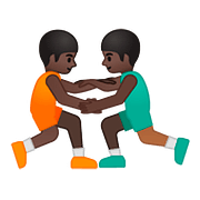 🤼🏿‍♂️ Emoji ringende Männer, dunkle Hautfarbe Google Android 8.0.