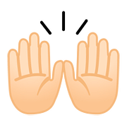 🙌🏻 Emoji zwei erhobene Handflächen: helle Hautfarbe Google Android 8.0.