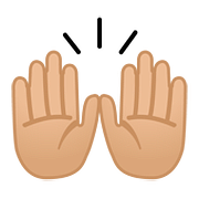 🙌🏼 Emoji zwei erhobene Handflächen: mittelhelle Hautfarbe Google Android 8.0.