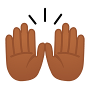 🙌🏾 Emoji Mãos Para Cima: Pele Morena Escura na Google Android 8.0.