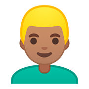Émoji 👱🏽 Personne Blonde : Peau Légèrement Mate sur Google Android 8.0.