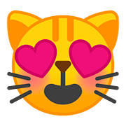 😻 Emoji Rosto De Gato Sorridente Com Olhos De Coração na Google Android 8.0.