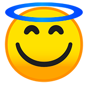 Emoji 😇 Faccina Con Sorriso E Aureola su Google Android 8.0.