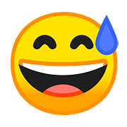 😅 Emoji grinsendes Gesicht mit Schweißtropfen Google Android 8.0.