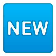 🆕 Emoji Wort „New“ in blauem Quadrat Google Android 8.0.