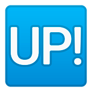 🆙 Emoji Schriftzug „UP!“ im blauen Quadrat Google Android 8.0.