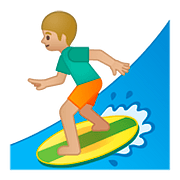 Émoji 🏄🏼 Personne Faisant Du Surf : Peau Moyennement Claire sur Google Android 8.0.