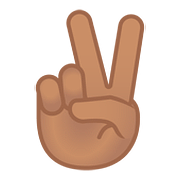 ✌🏽 Emoji Mão Em V De Vitória: Pele Morena na Google Android 8.0.