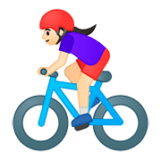 Émoji 🚴🏻‍♀️ Cycliste Femme : Peau Claire sur Google Android 8.0.
