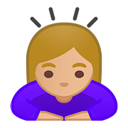 🙇🏼‍♀️ Emoji Mujer Haciendo Una Reverencia: Tono De Piel Claro Medio en Google Android 8.0.