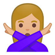 🙅🏼‍♀️ Emoji Mulher Fazendo Gesto De «não»: Pele Morena Clara na Google Android 8.0.