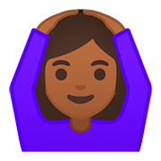 🙆🏾‍♀️ Emoji Frau mit Händen auf dem Kopf: mitteldunkle Hautfarbe Google Android 8.0.