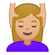 💆🏼‍♀️ Emoji Mujer Recibiendo Masaje: Tono De Piel Claro Medio en Google Android 8.0.