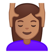 💆🏽‍♀️ Emoji Frau, die eine Kopfmassage bekommt: mittlere Hautfarbe Google Android 8.0.