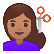 💇🏽‍♀️ Emoji Frau beim Haareschneiden: mittlere Hautfarbe Google Android 8.0.