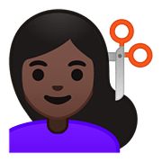 💇🏿‍♀️ Emoji Mulher Cortando O Cabelo: Pele Escura na Google Android 8.0.