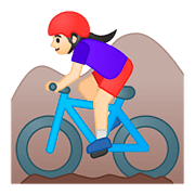 🚵🏻‍♀️ Emoji Mujer En Bicicleta De Montaña: Tono De Piel Claro en Google Android 8.0.