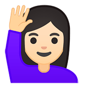 Émoji 🙋🏻‍♀️ Femme Qui Lève La Main : Peau Claire sur Google Android 8.0.