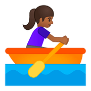 🚣🏾‍♀️ Emoji Frau im Ruderboot: mitteldunkle Hautfarbe Google Android 8.0.