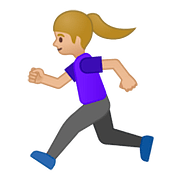 🏃🏼‍♀️ Emoji Mujer Corriendo: Tono De Piel Claro Medio en Google Android 8.0.
