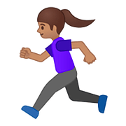 🏃🏽‍♀️ Emoji Mujer Corriendo: Tono De Piel Medio en Google Android 8.0.