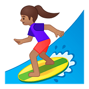 🏄🏽‍♀️ Emoji Mulher Surfista: Pele Morena na Google Android 8.0.