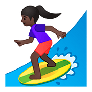 🏄🏿‍♀️ Emoji Mulher Surfista: Pele Escura na Google Android 8.0.