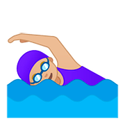 Emoji 🏊🏼‍♀️ Nuotatrice: Carnagione Abbastanza Chiara su Google Android 8.0.