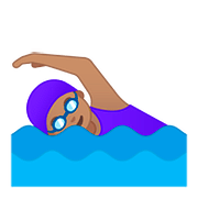 Emoji 🏊🏽‍♀️ Nuotatrice: Carnagione Olivastra su Google Android 8.0.