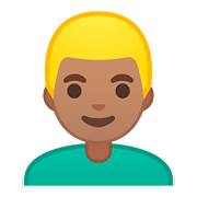 👱🏽‍♂️ Emoji Mann: mittlere Hautfarbe, blond Google Android 8.1.