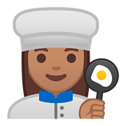 Emoji 👩🏽‍🍳 Cuoca: Carnagione Olivastra su Google Android 8.1.