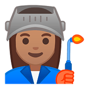 Emoji 👩🏽‍🏭 Operaia: Carnagione Olivastra su Google Android 8.1.