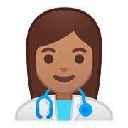 Émoji 👩🏽‍⚕️ Professionnelle De La Santé : Peau Légèrement Mate sur Google Android 8.1.