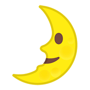 🌛 Emoji Luna De Cuarto Creciente Con Cara en Google Android 8.1.