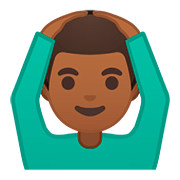 🙆🏾‍♂️ Emoji Mann mit Händen auf dem Kopf: mitteldunkle Hautfarbe Google Android 8.1.