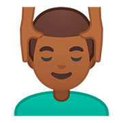 💆🏾‍♂️ Emoji Homem Recebendo Massagem Facial: Pele Morena Escura na Google Android 8.1.