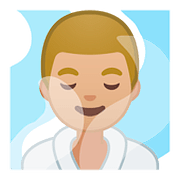 Emoji 🧖🏼‍♂️ Uomo In Sauna: Carnagione Abbastanza Chiara su Google Android 8.1.