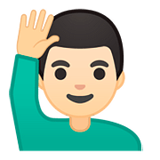 🙋🏻‍♂️ Emoji Mann mit erhobenem Arm: helle Hautfarbe Google Android 8.1.