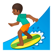 🏄🏾‍♂️ Emoji Homem Surfista: Pele Morena Escura na Google Android 8.1.