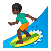 Emoji 🏄🏿‍♂️ Surfista Uomo: Carnagione Scura su Google Android 8.1.