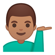 Emoji 💁🏽‍♂️ Uomo Con Suggerimento: Carnagione Olivastra su Google Android 8.1.