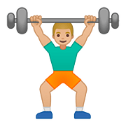 🏋🏼‍♂️ Emoji Hombre Levantando Pesas: Tono De Piel Claro Medio en Google Android 8.1.