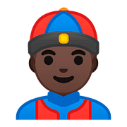 👲🏿 Emoji Mann mit chinesischem Hut: dunkle Hautfarbe Google Android 8.1.