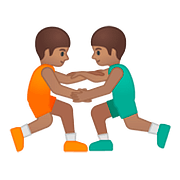 🤼🏽‍♂️ Emoji ringende Männer, mittlere Hautfarbe Google Android 8.1.