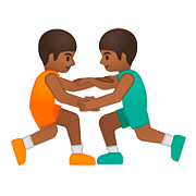 🤼🏾‍♂️ Emoji ringende Männer, mitteldunkle Hautfarbe Google Android 8.1.