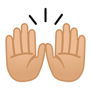 🙌🏼 Emoji zwei erhobene Handflächen: mittelhelle Hautfarbe Google Android 8.1.