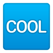 🆒 Emoji Wort „Cool“ in blauem Quadrat Google Android 8.1.